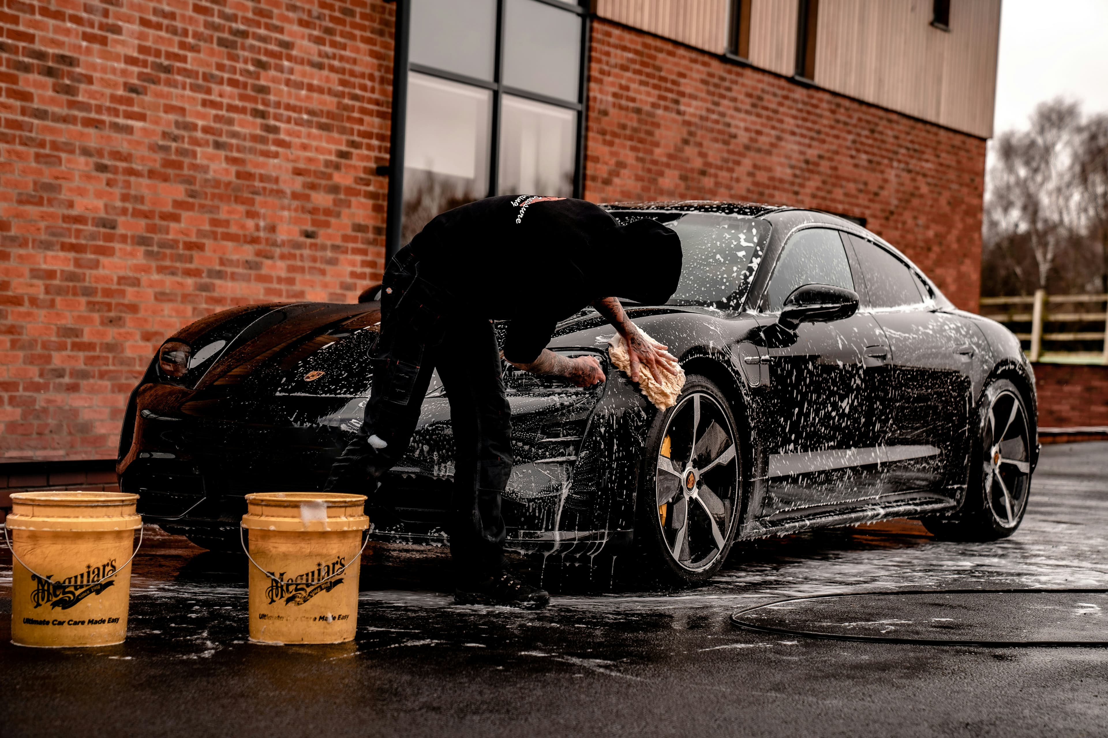 car being cleaned